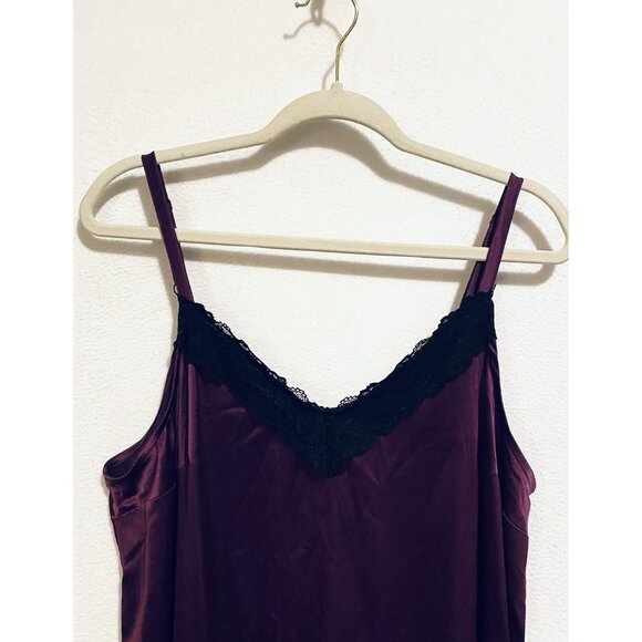 Torrid Sleep Slip Dress Womens Large Purple Satin Black Lace Chemise Romantic - Picture 2 of 5